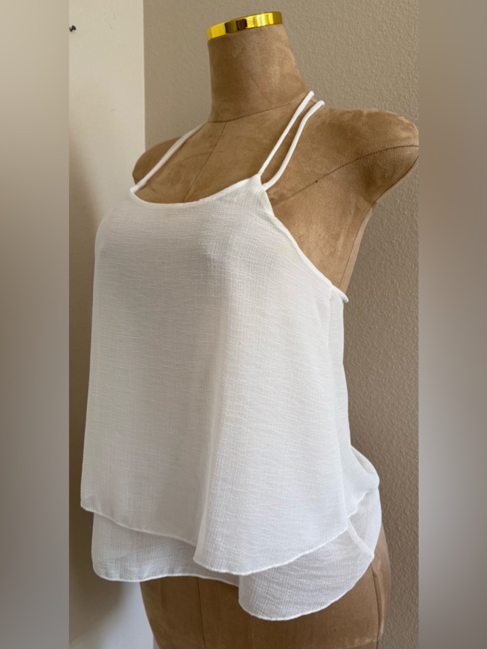 White Double-Layer Spaghetti Strap Women's Tank Top Camisole